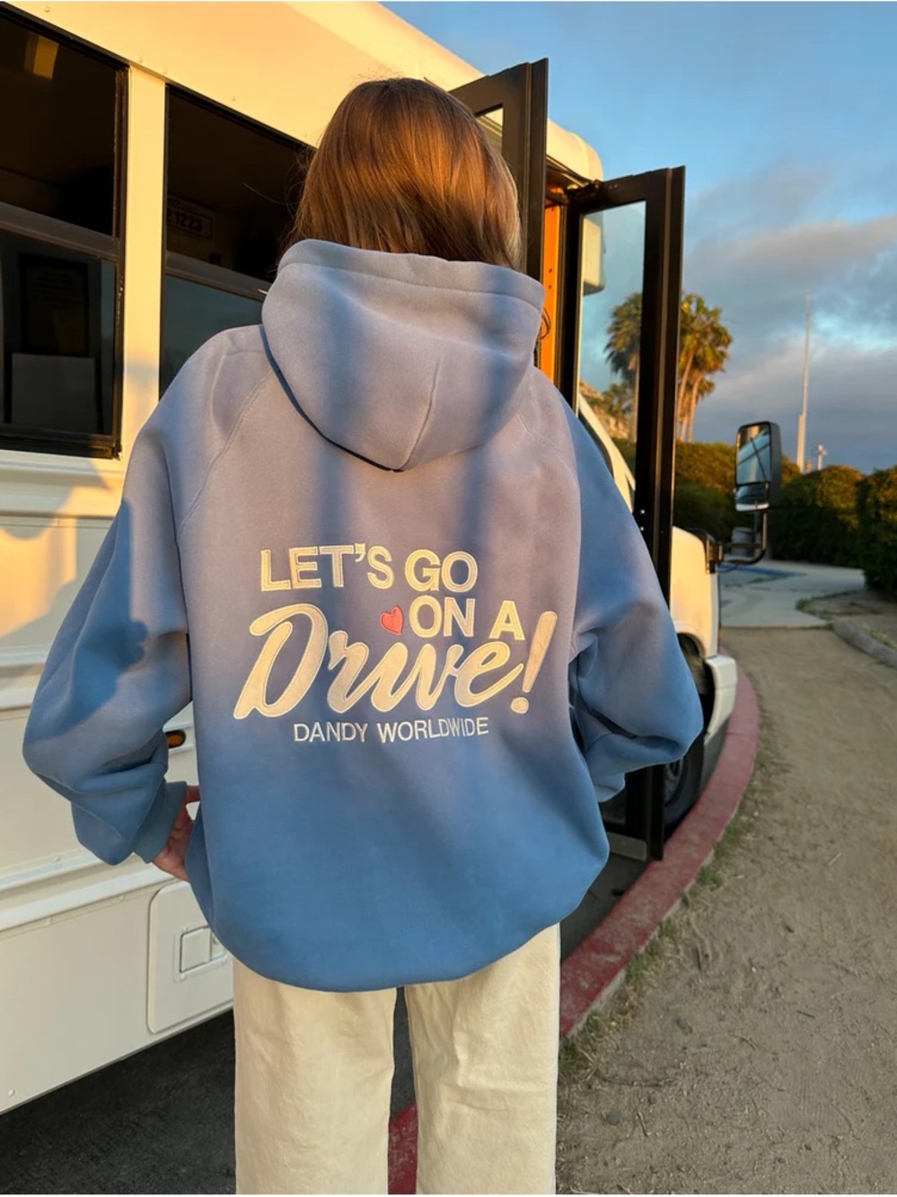 Let's Go On A Drive! Blue Graphic Hoodie